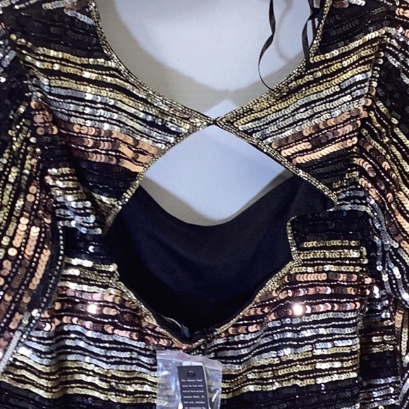 Plus Size Sequined Cutout-Back Dress.           A - Picture 6 of 9